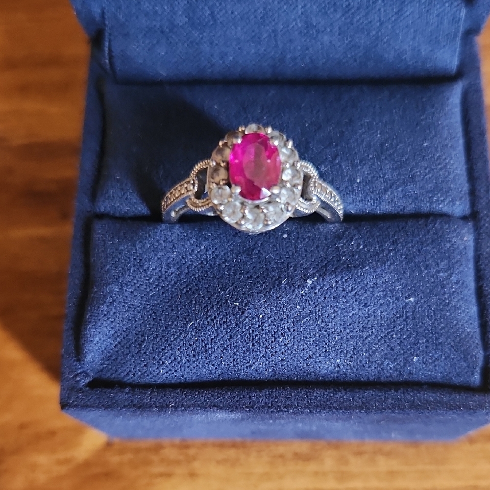 Elegant Silver and Pink Gemstone Ring
